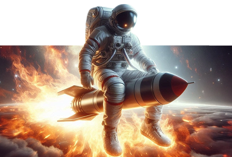 Astronaut auf Rakete